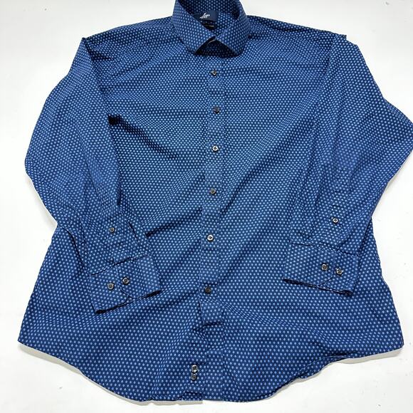 Buttoned Down Mens Shirt XL Blue Long Sleeve 100% Supima Cotton All Over Print - Picture 1 of 7